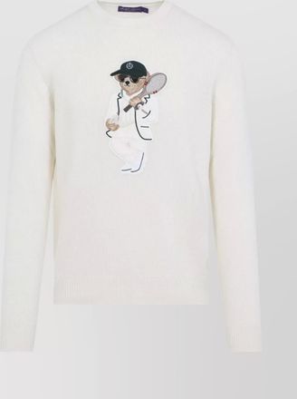 Ralph Lauren Purple Label cashmere knit pullover with embroidered design