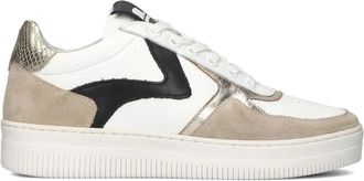 Maruti Witte leren sneakers met beige su&egrave;de - Dames - Sneakers - Beige - 38 EU - Su&egrave;de - Schoenen