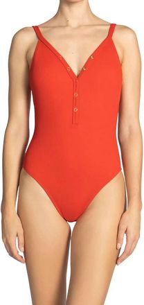 Robin Piccone Womens Amy V Neck One Piece In Marmalade