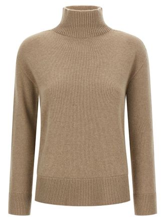 Max Mara Beige Solid Turtle Neck Sweater
