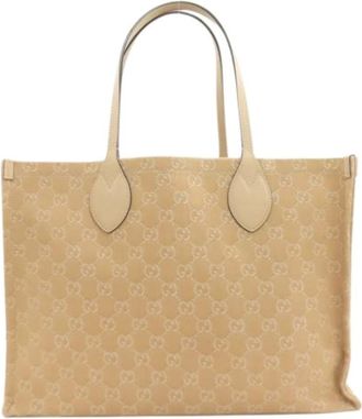 Gucci Pre-owned Tote Bags, female, Beige, Size: ONE SIZE Pre-owned Canvas Tote Bag