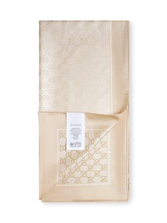 Gucci Silk Lam&eacute; GG Scarf - Beige