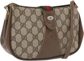 Gucci Pre-owned Cross Body Bags, female, Beige, Size: ONE SIZE Pre-owned Vintage GG Canvas Shoulder Bag