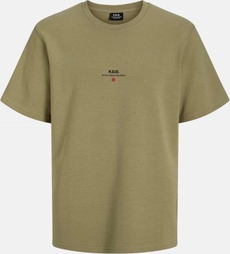 Jack & Jones Jack & Jones Mens Text Graphic Crew Neck Short Sleeve Jersey T-Shirt - Green - Size: 44