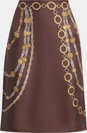 Versace Printed Silk Twill Pencil Skirt