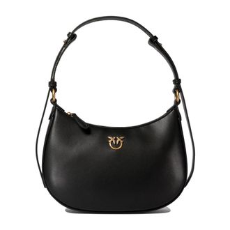 Pinko Zwarte Leren Schoudertas - Dames - Schoudertassen - Zwart - ONE Size - Leer - Tassen