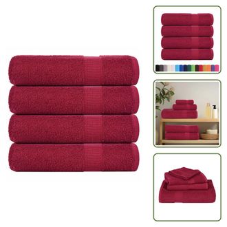 vidaXL Toalla De Ba&ntilde;o Lavable - Vidaxl Toallas De Ba&ntilde;o Frogn 4 Uds Burdeos 100x150 Cm 360 G/m&sup2; - Toalla De Ba&ntilde;o Absorbente