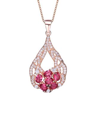 Genevive 18K Rose Gold Vermeil Cz Pendant Necklace