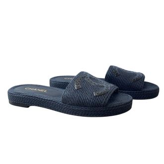 Chanel Black CC Slides Size 40