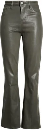 L'agence Kendra Coated High Waist Crop Flare Jeans in Ash Olive Coated at Nordstrom, Size 27