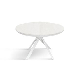 Konte Design Mesa redonda de color blanco ceniza, patas de metal blanco 120-170cm
