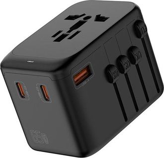 No Brand Adaptador De Viaje Universal Con Pd65w, 3 Puertos Usb + 1 Puerto Tipo-c, Adaptador Universal Para Alemania, Ee. Uu., Inglaterra, Italia Y Australia