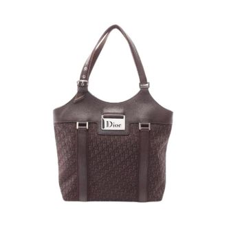 Dior Pre-owned Shoulder Bags, female, Brown, Size: ONE SIZE Pre-owned Trotter Street Chic Canvas Leather Tote Bag