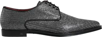 Dolce & Gabbana Silver Polyurethane Derby Formal Dress Mens Shoes