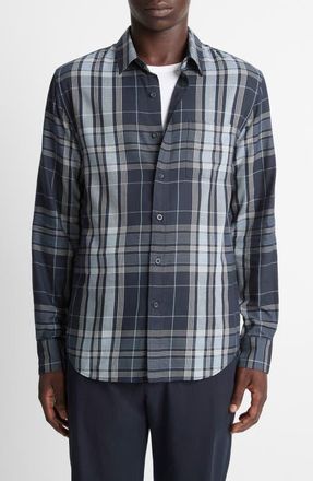 Vince Dunluce Plaid Button-Up Shirt in Coastal/Blanco at Nordstrom, Size Xx-Large