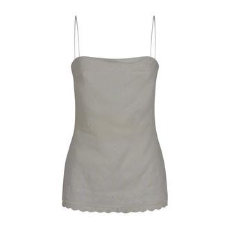 Magda Butrym Sleeveless Tops, female, White, Size: XS Embroidered Lace Top