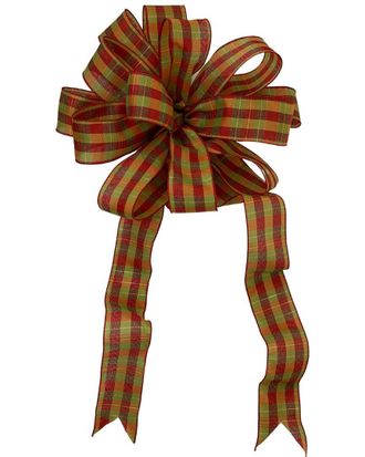 Creative Displays Inc. 15In Green & Red Bow With 22In-26In Long Tails & Wired Edges