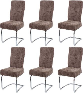 Hhg Hhg - Lote De 6 Silla De Comedor 125, Silla De Cocina Silla Cantilever Sill&oacute;n, Metal Tela/textil Chenilla, Marr&oacute;n