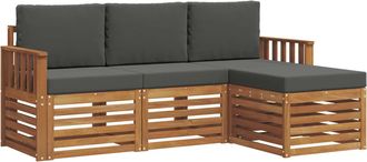 vidaXL Conjunto De Sof&aacute;s De Exterior 4 Uds. Natural Y Antracita Vidaxl