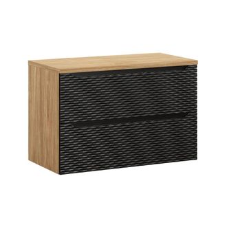 Petits Meubles Mueble bajo lavabo 90cm encimera estratificado Negro marr&oacute;n