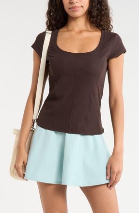 Zella Seamed Rib Top in Brown Mole at Nordstrom, Size X-Small