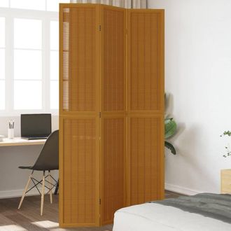 Berkfield Home Room Divider 3 Panels Brown Solid Wood Paulownia
