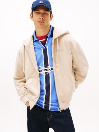 Tommy Jeans Kapuzensweatjacke TOMMY JEANS TJM 90S SCRIPT RIB FLEECE, Herren, Gr. XXL, gulf sand, Sweatware, Obermaterial: 80% Baumwolle, 20% Polyester, normal nor