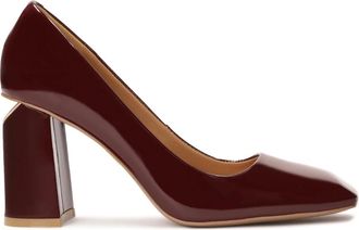 Kazar Bordeauxrode pumps met logo versiering op de hiel - Dames - Pumps - Bruin - 35 EU - Leer - Schoenen