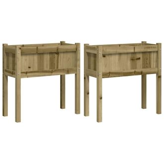 vidaXL Jardineras Con Patas 2 Uds Madera De Pino Impregnada Vidaxl