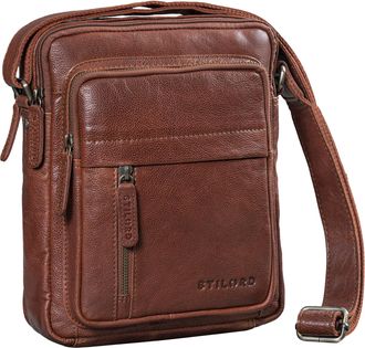 STILORD Ivano Small Leather Crossbody Bag for Men - Compact Messenger Bag with Adjustable Shoulder Strap Genuine Leather Shoulder Bags for 10.9-Inch Devices C