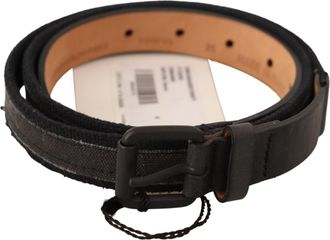 Ermanno Scervino Black Leather Logo Buckle Waist Women Belt Denim