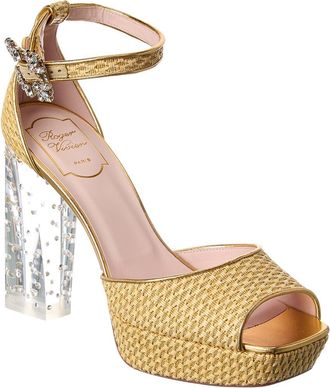 Roger Vivier Woven & Leather Platform Sandal