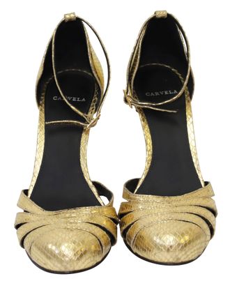 Carvela by Kurt Geiger Gold Python Pumps in Gold Leather