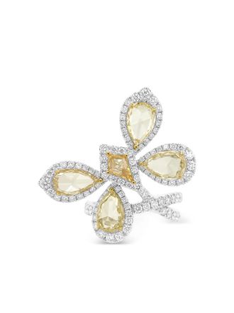 HYT Jewelry Anello in oro bianco e giallo 18 carati con diamanti - Argento