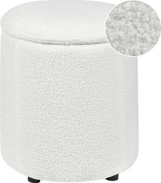 Beliani Puf Blanco Crema De Piel Sint&eacute;tica 40 X 38 Cm Con Almacenamiento Glamour Maryland