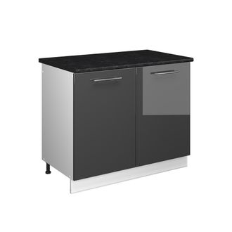 Vicco Mueble Bajo Para Fregadero Fame-line, Antracita Alto Brillo/blanco, 100 Cm, Et Antracita, Vicco