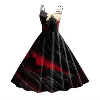 Generic Zuoyue Halloween Dress for Women Halloween Bloody Print Casual Party Round Neck Sexy Sleeveless Dress Evening Party Cocktail Swing Dresses Vintage Ele