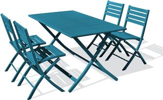 DCB Garden Conjunto de comedor de jardín 4 plazas de aluminio