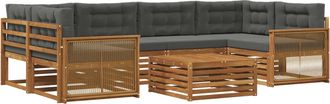 vidaXL Conjunto De Sof&aacute;s De Exterior 7 Uds. Natural Y Antracita Vidaxl