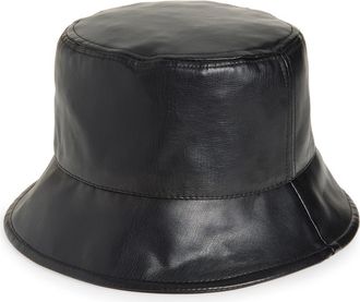 Nordstrom Rack Faux Leather Bucket Hat in Black at Nordstrom Rack