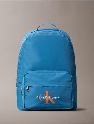 Calvin Klein Mens Monogram Logo Sport Backpack - Blue
