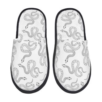 Generic Hand Drawn Snake Women Men House Slippers Non-Slip Shoes Fluffy Slippers For Indoor Outdoor Bedroom L
