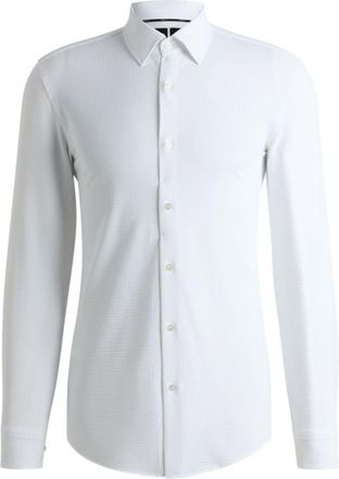BOSS Slim-fit shirt in Italian-made performance-stretch seersucker