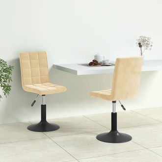 vidaXL Sillas De Comedor Giratorias 2 Uds Terciopelo Crema Vidaxl