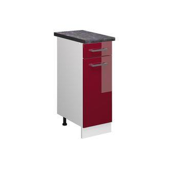 Vicco Mueble Bajo De Cocina R-line, Rojo Burdeos Alto Brillo, 30 Cm, Et Antracita Vicco