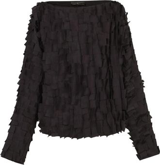 Cortana Epica- zijden top met schubben effect - Dames - Blouses - Zwart - M - Overhemden