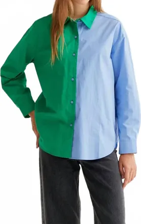 Compa&ntilde;&iacute;afant&aacute;stica Color Block Button Down Shirt In Green