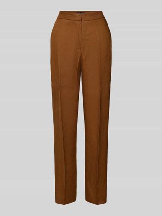 Mango Straight Fit Leinenhose mit B&uuml;gelfalten Modell Boreli in Camel, Gr&ouml;&szlig;e 36