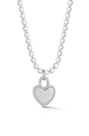 Glaze Jewelry Pav&eacute; Cubic Zirconia Heart Lock Pendant Necklace in Silver at Nordstrom Rack
