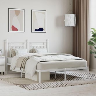 Berkfield Home Metal Bed Frame with Headboard White 150x200 cm King Size